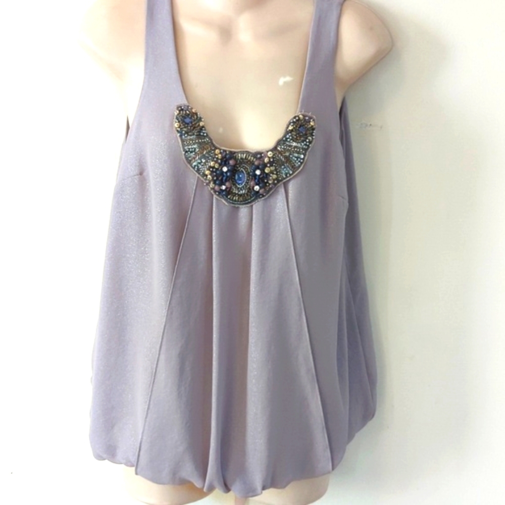 Ann Taylor Loft Rhinestone Neck Sleeveless Blouse MP